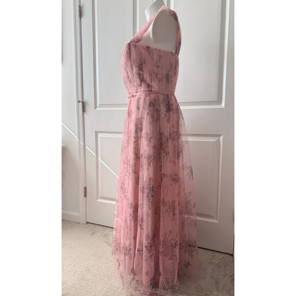 Marchesa Notte Blush Pink Floral Tulle Formal Gown Maxi Dress Women’s Size 18 - Picture 4 of 12